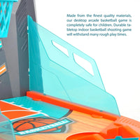 Side view of arcade basketball tabletop game with high-quality transparent panels