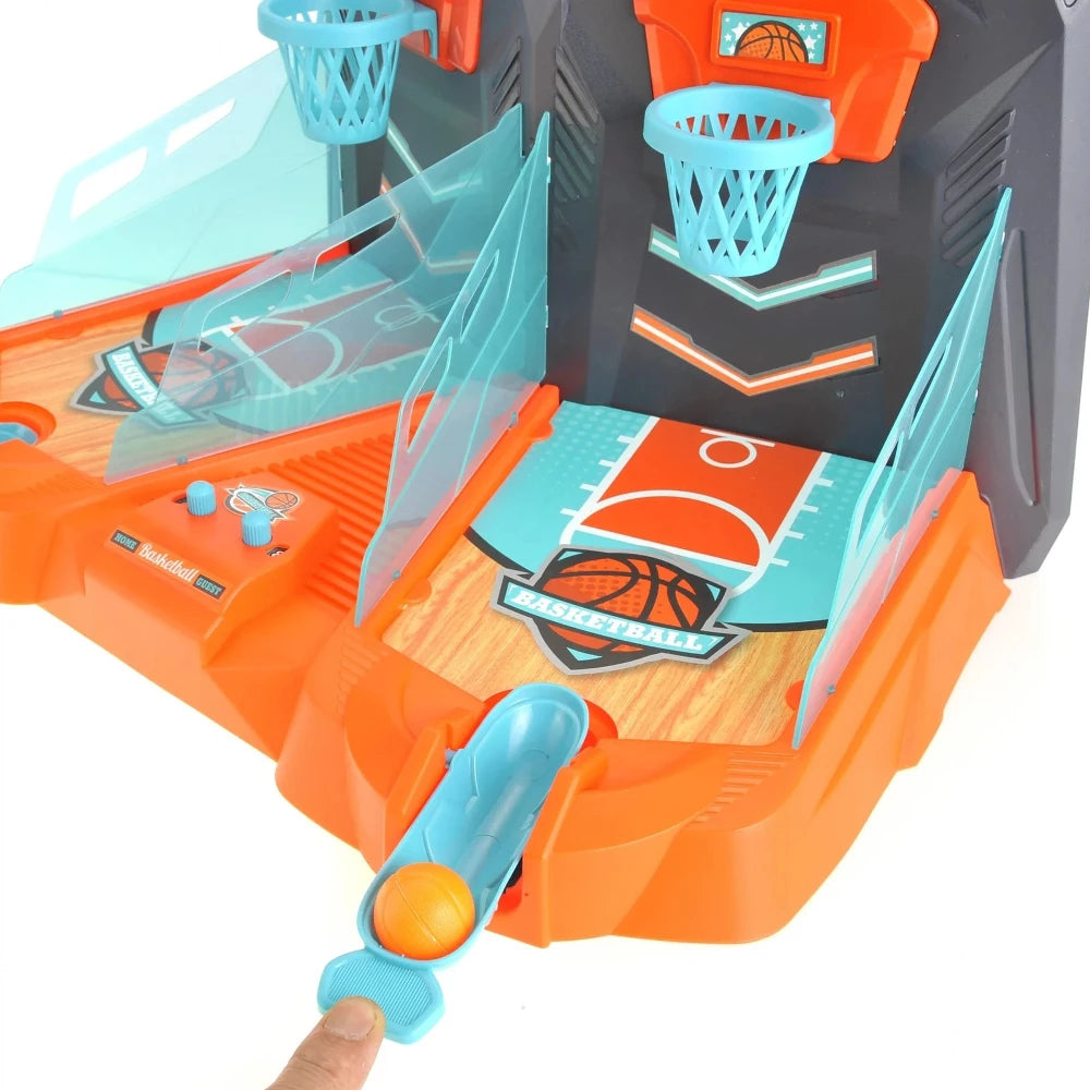Close-up of arcade basketball game launcher for fun shooting action