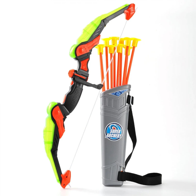 Toy archery set with bow, arrows, and target, designed for children’s skill-building and play
