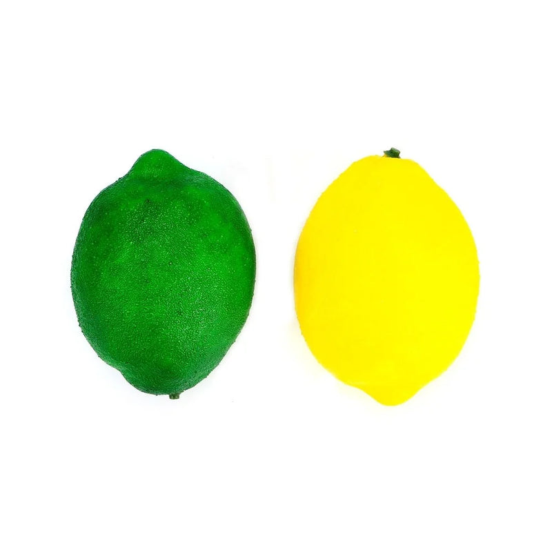 Pair of realistic fake lemon and lime for decorative use, adding a vibrant touch to your kitchen decor