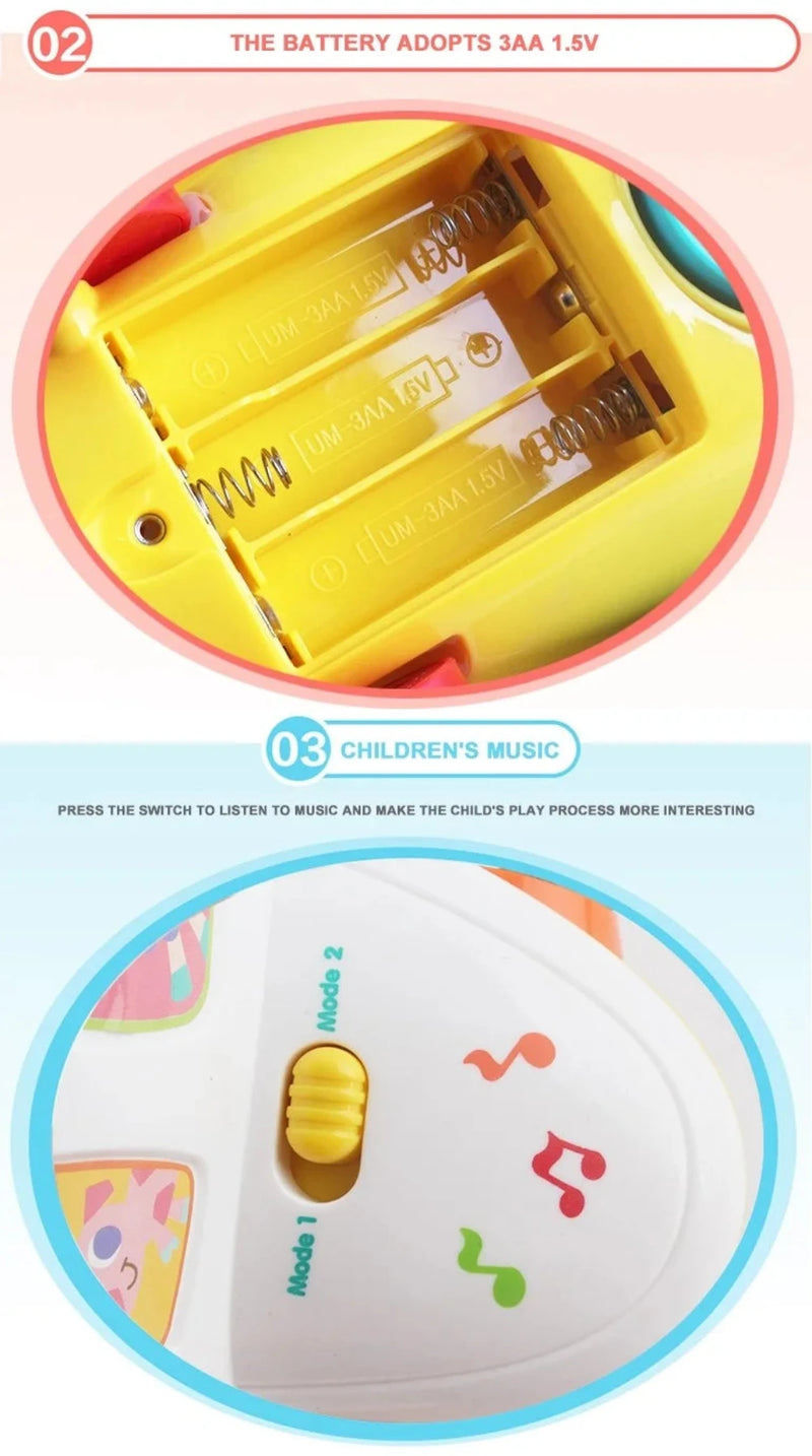 Battery-operated airplane toy featuring interactive buttons and children's music