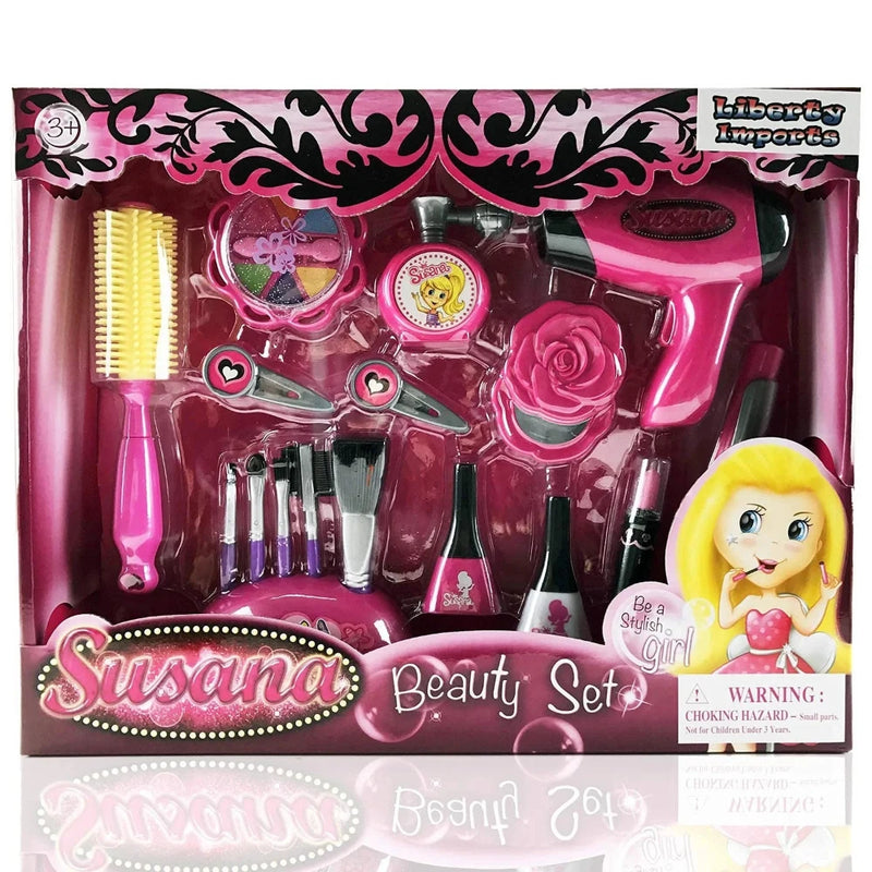 Liberty Imports Susana Beauty Set toy packaging showcasing makeup and beauty accessories.