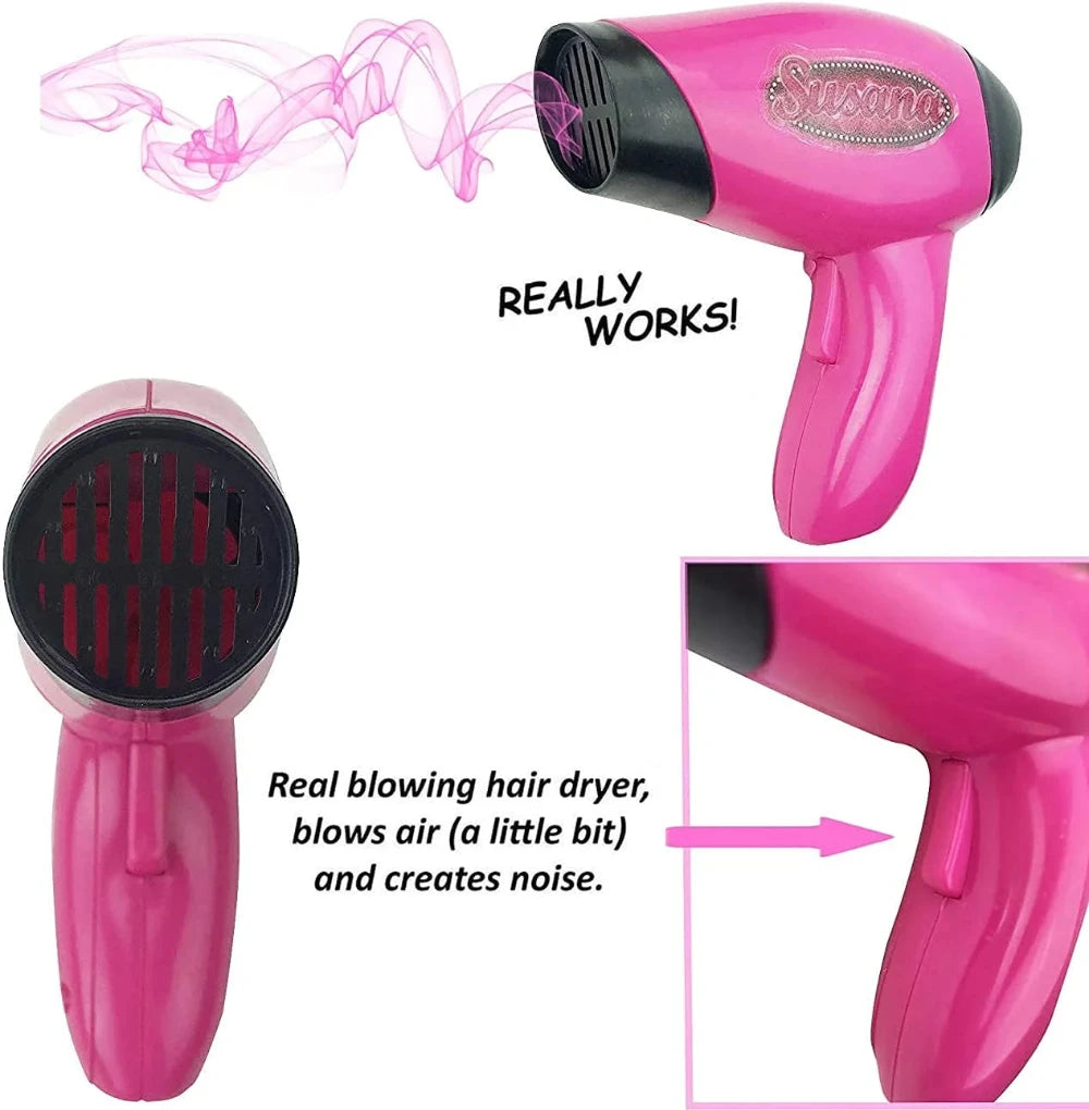 Pink Beauty Fashion Hair Salon Play Set – Pretend Play Hair Styling Toy for Kids