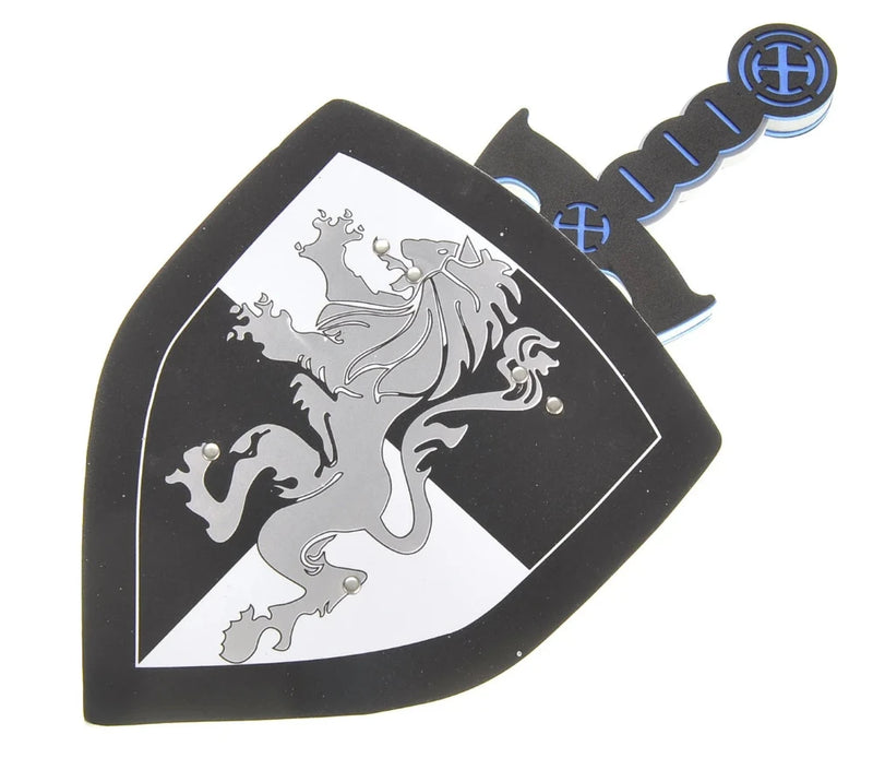 Foam sword and shield with lion crest - durable playset for kids' imaginative role-play battles