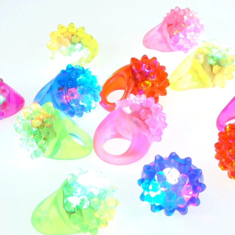 Bright and vibrant Flashy Blinky Rings lighting up the night, perfect party favors and accessories.