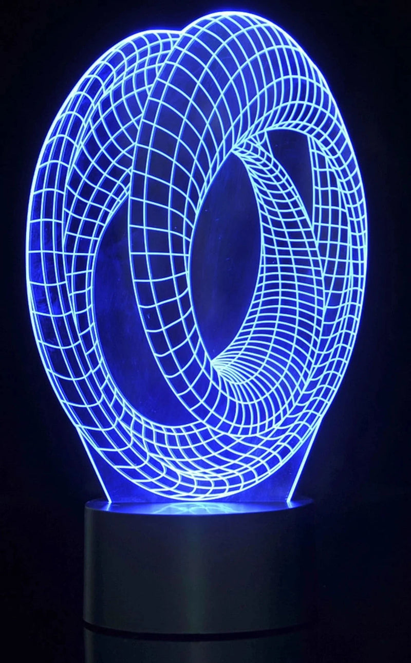 Blue 3D optical illusion LED night light with intricate geometric design for home decor and ambiance lighting