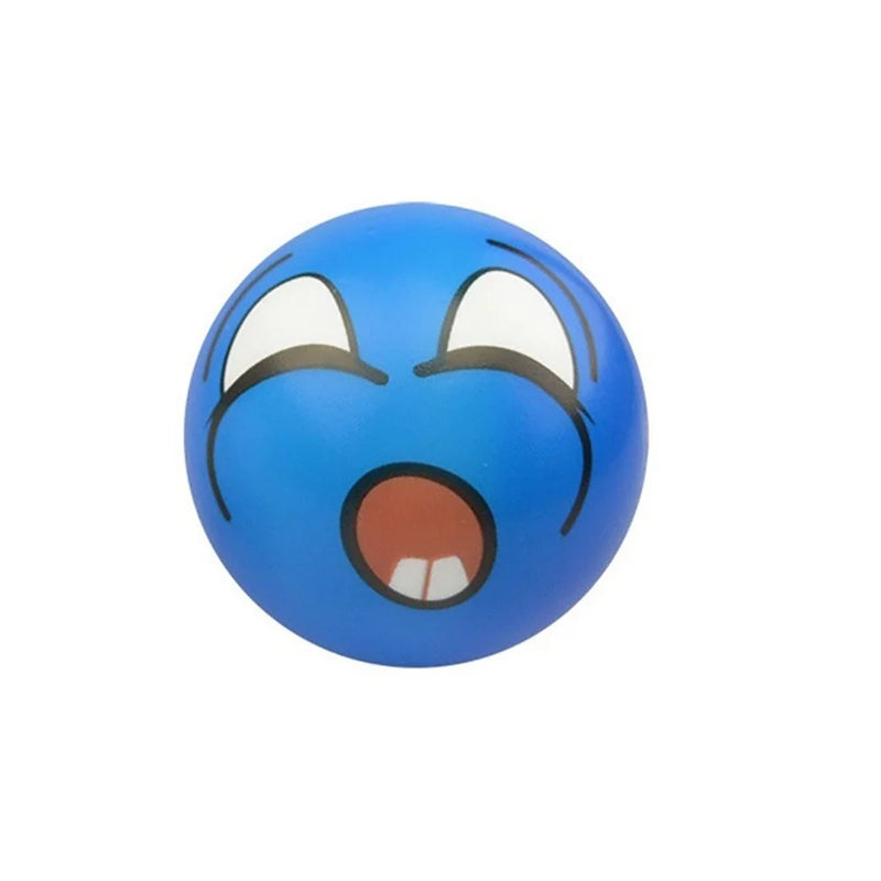 Blue emoji stress ball with laughing face for stress relief and fun play