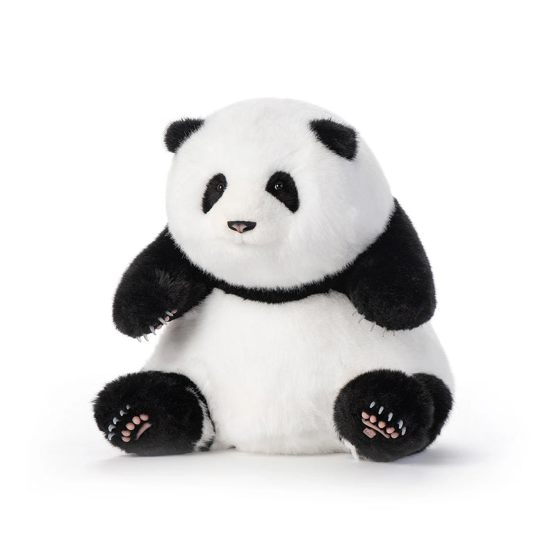 Plush panda toy on a white background