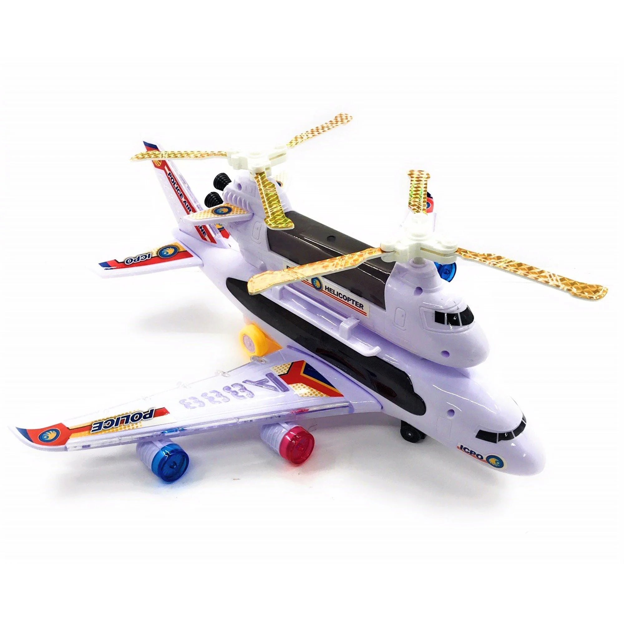 Police Airplane Toy with 4D Flashing Lights – Realistic Sound and Action