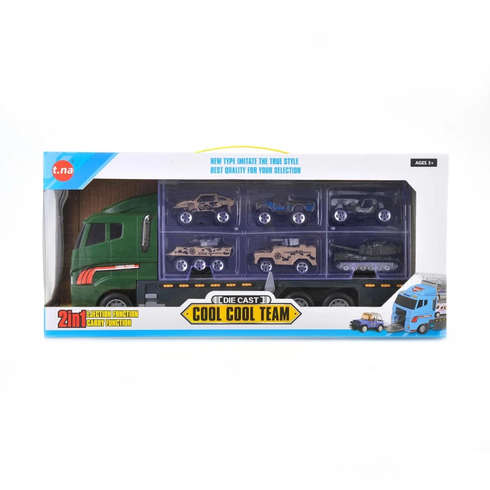10 in 1 Car Carrier Truck Toy – Military Vehicle Transport Set for Kids