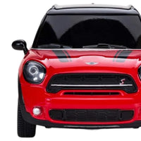 Close-up front view of the Mini Cooper remote control car with detailed design