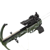 Close-up view of kids' crossbow with safety suction cup arrows and adjustable scope