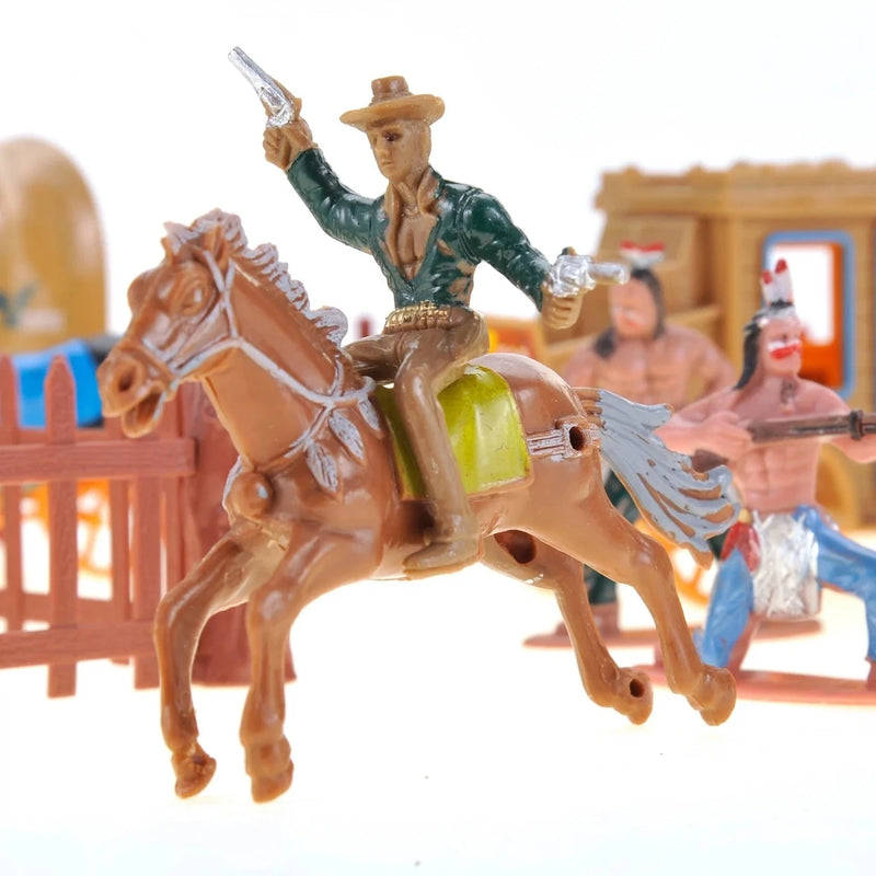 Cowboy figure on horseback in the Wild West playset