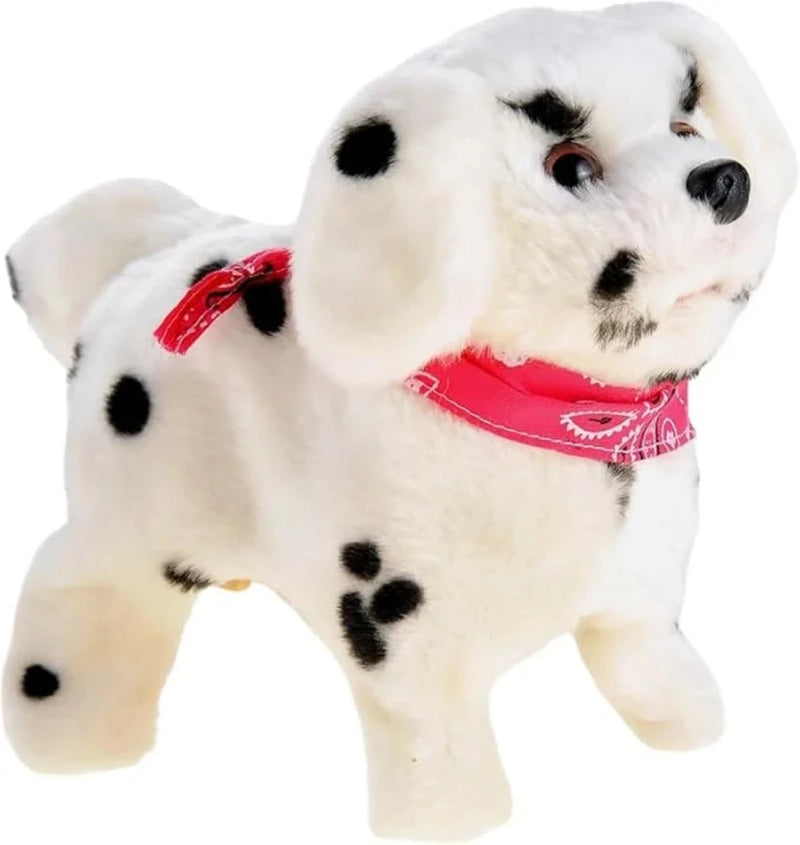 Adorable plush Dalmatian toy with a red bandana, ideal for kids.