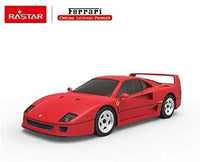 Red Ferrari model car with Rastar logo on a white background