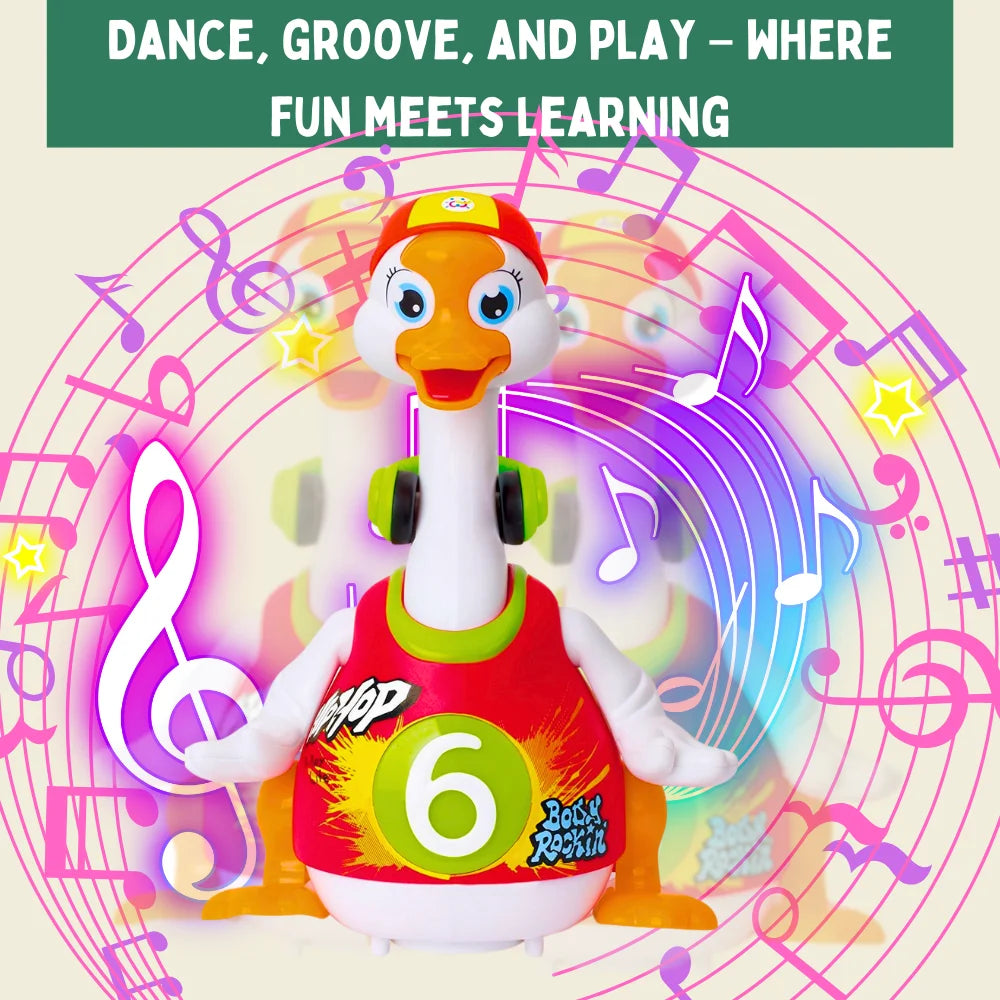 Dance, groove, and play with the fun and educational dancing goose toy.