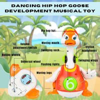 Diagram of dancing hip hop goose toy, showing different musical and movement features