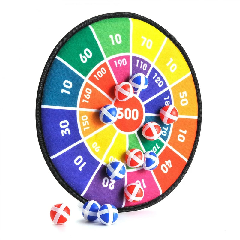 Dart board with red and blue sticky balls, perfect for kids' velcro ball dart game