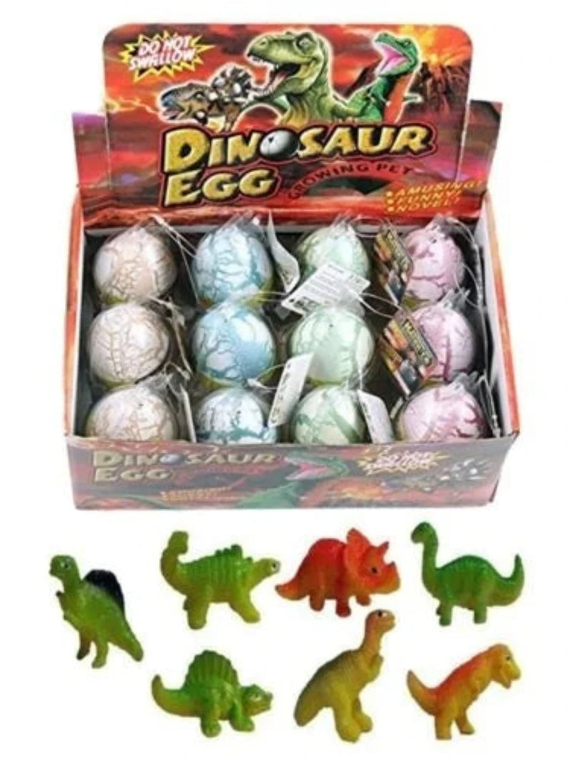 Display box of dinosaur growing eggs with mini dinosaur toys for children