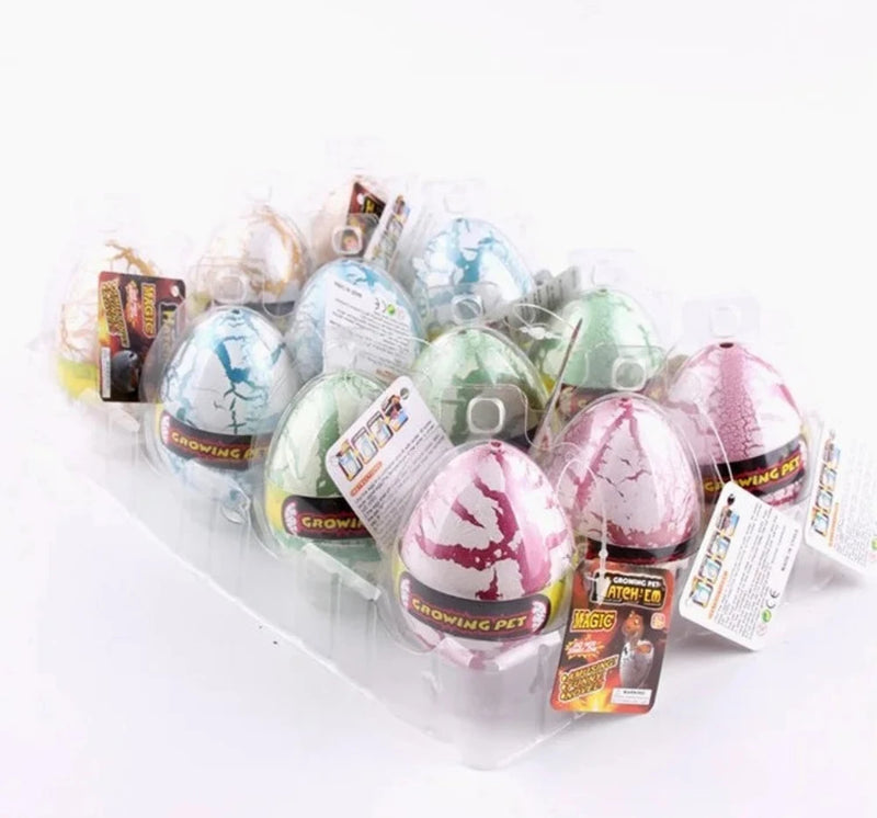 Dinosaur growing egg toy set in various colors, hatching pet dinosaur eggs