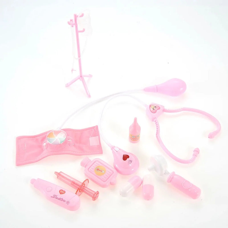 Full doctor play set with stethoscope, syringe, thermometer, and other accessories for kids