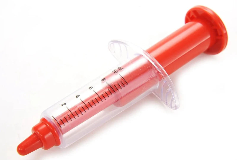 Red Toy Syringe from Doctor Play Set for Pretend Medical Role Play