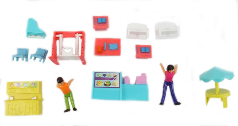 Doll house toy set with miniature furniture and accessories for imaginative play
