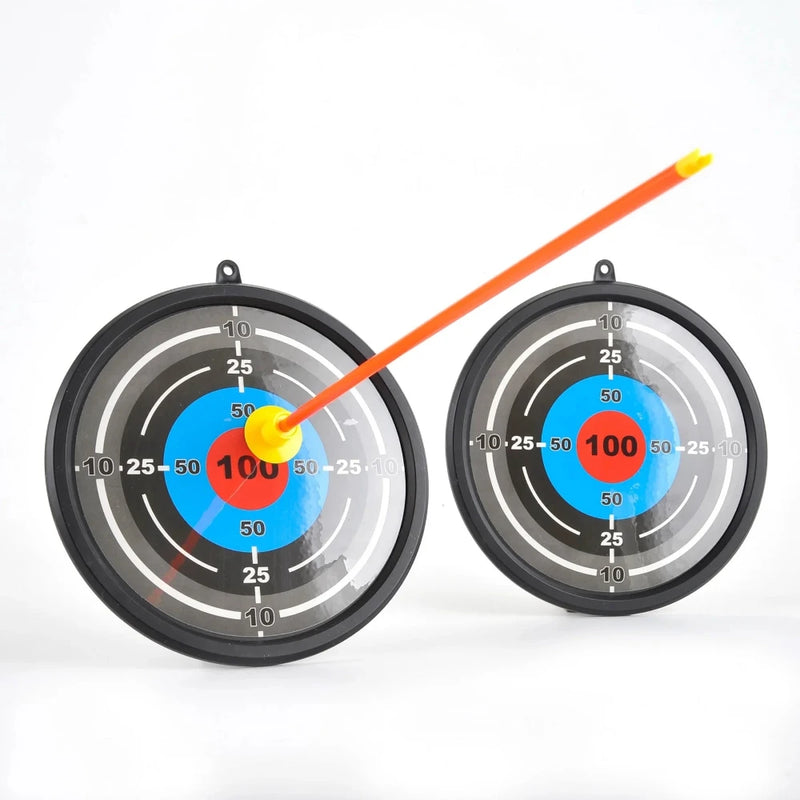 Two-target kids archery set with bows, foam arrows, and quivers, ideal for fun and safe target practice