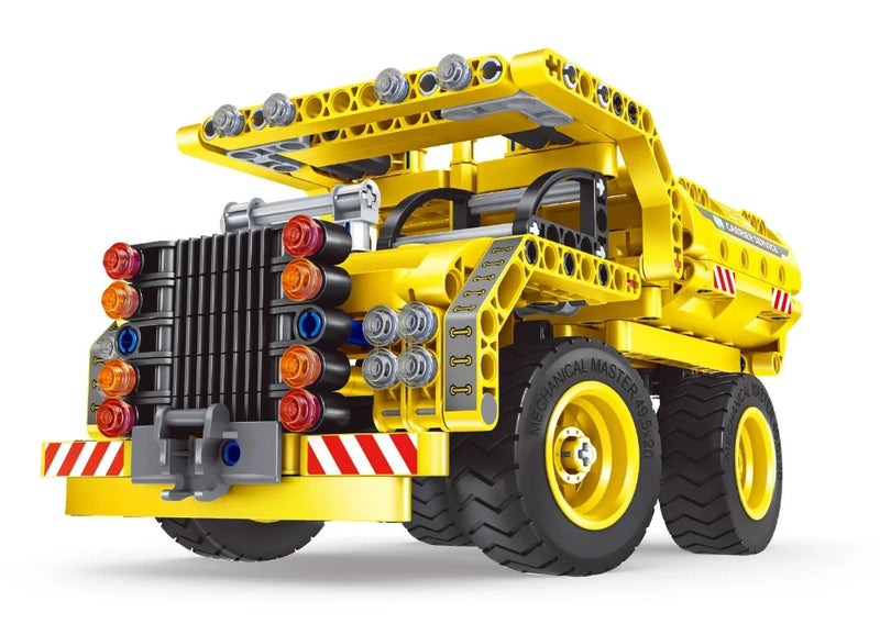 Close-up of toy dump truck with realistic design, ideal for toddlers and young kids