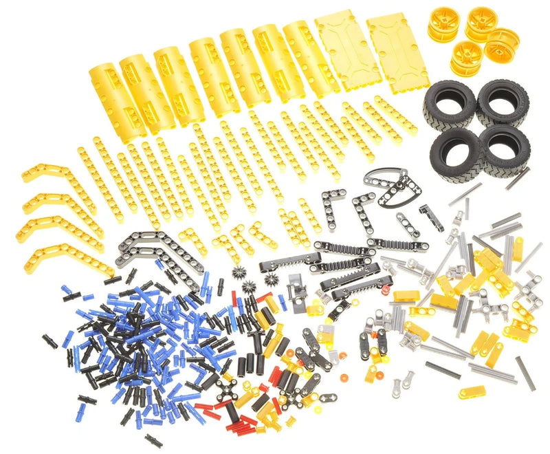 Yellow parts of a toy dump truck kit for kids - perfect for creative play