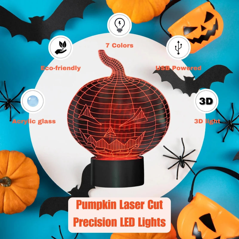Eco-friendly pumpkin LED lamp with 7 colors, USB powered and made with acrylic glass
