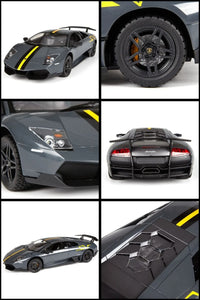 Collage of a sports car with close-up details on a white background