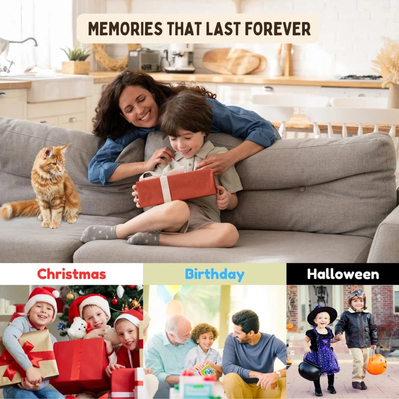 Family enjoying gift giving – ideal kids’ play food set for Christmas, birthdays, and Halloween