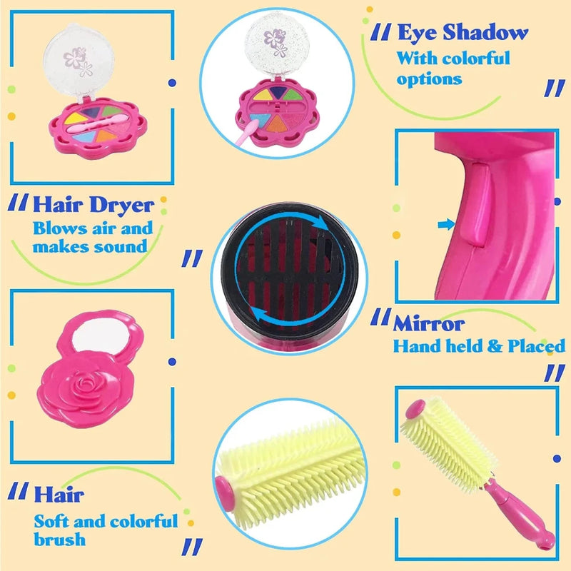 Detailed overview of the features included in the fashion beauty set toy for kids