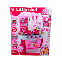 Box packaging of the kids fast food play set featuring a 31-piece kitchen toy set for creative play