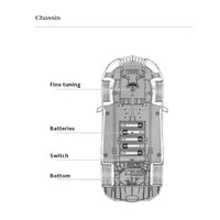 Chassis view of Ferrari 458 RC Car showing battery and tuning components