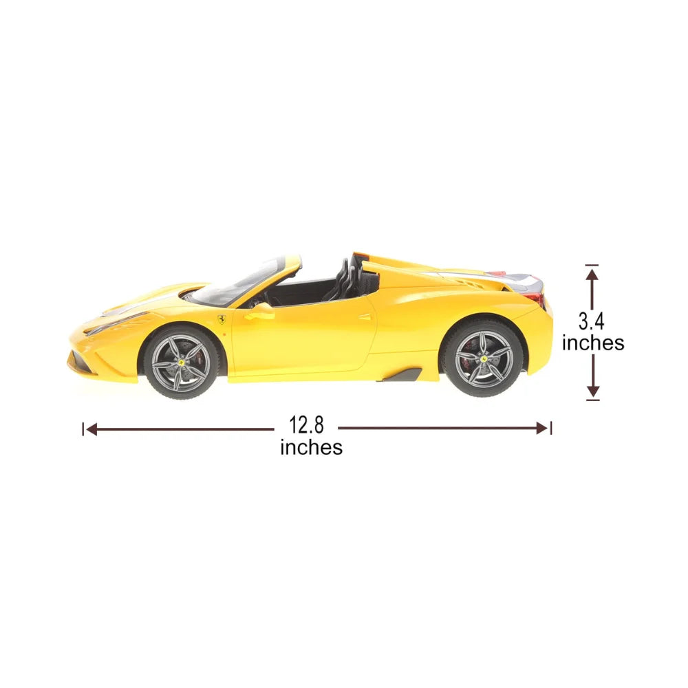 Ferrari 458 RC Car 1:14 scale with dimensions, 12.8 inches in length and 3.4 inches in height