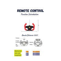 Remote control functions for Ferrari 458 RC Car with forward, backward, and steering features