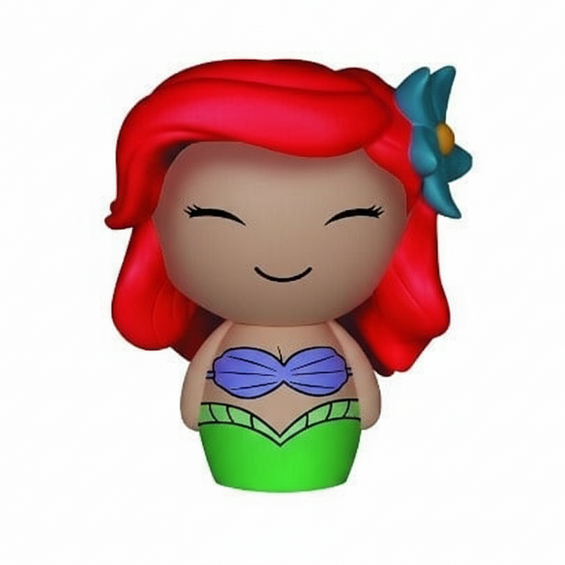 Disney figurine with red hair and green dress next to its packaging