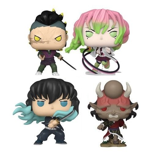 Four colorful figurines with unique hairstyles and outfits on a white background