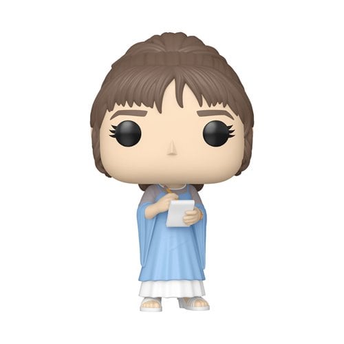 Funko Pop! vinyl figure of a character with brown hair and a blue dress on a white background