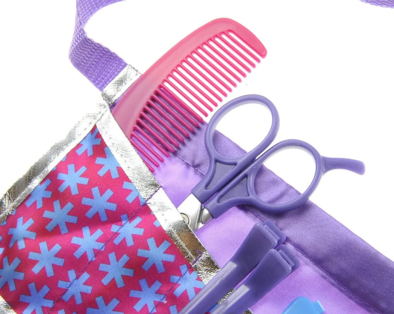 Close-up of Scissors and Comb in Play Pouch from Toy Hair Styling Set - Perfect for Barbie Hair Salon Playset