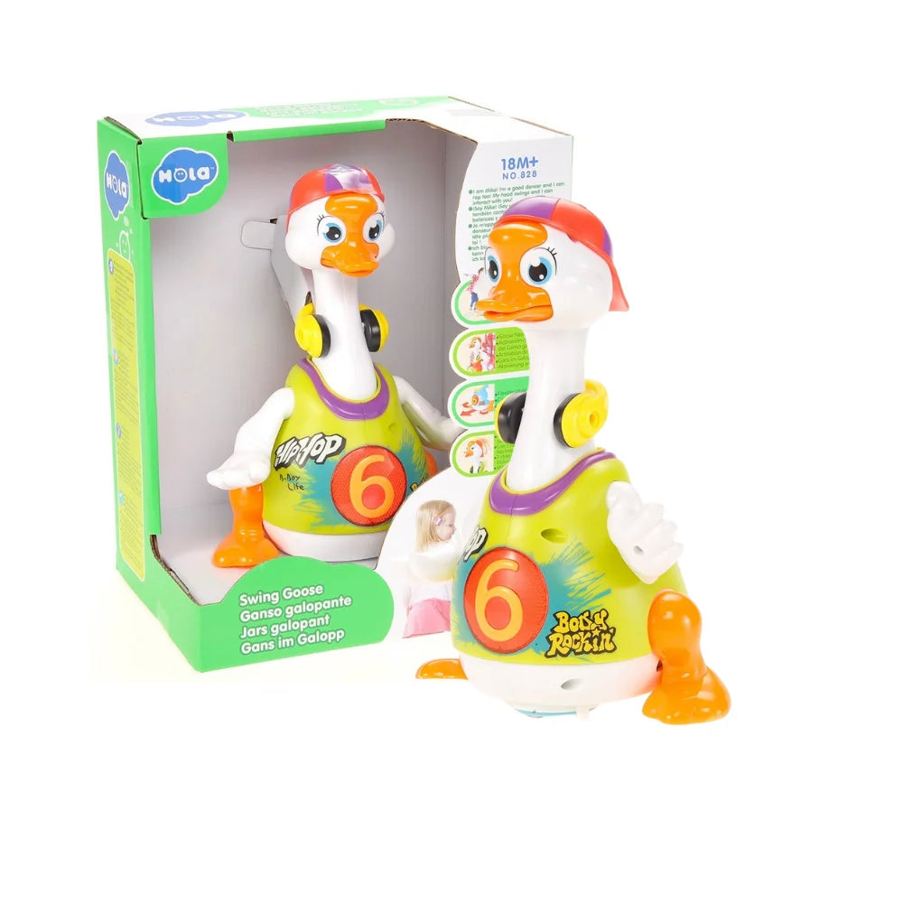 Rock star hip hop goose in packaging, showcasing the fun musical dancing toy for kids.