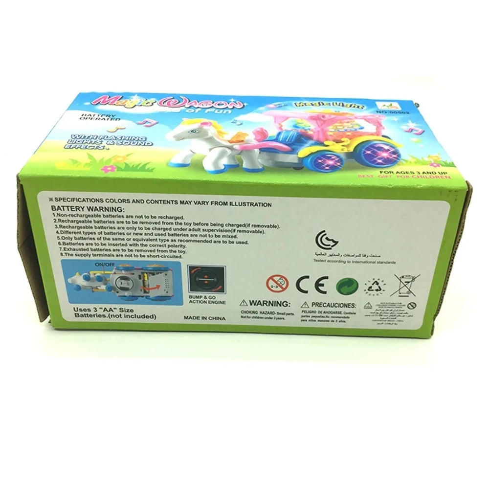 Walking Horse and Carriage Ride-On Toy with Lights and Sound