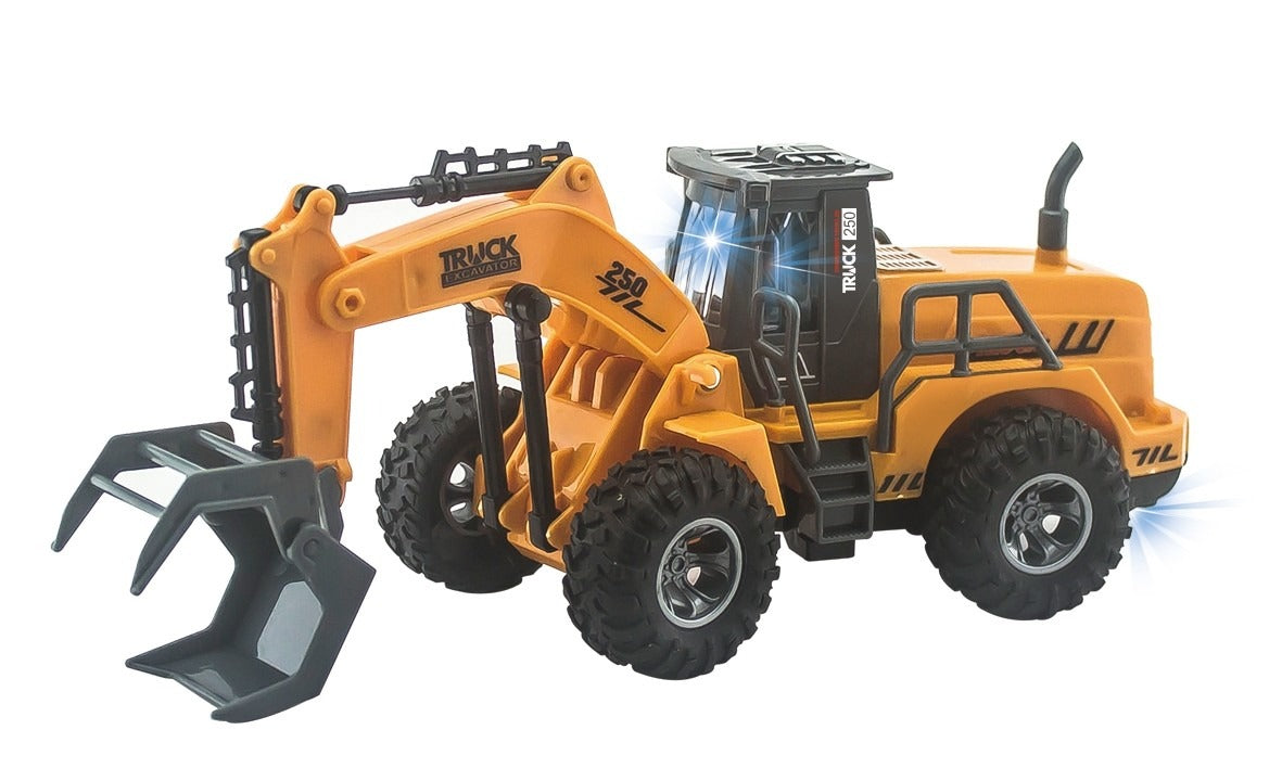 Toy excavator on a white background