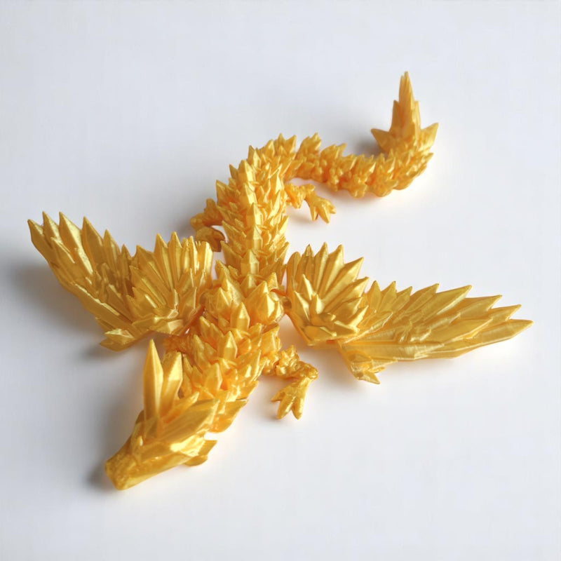 3D Printed Articulate Crystal Winged Dragon, 19 Inches