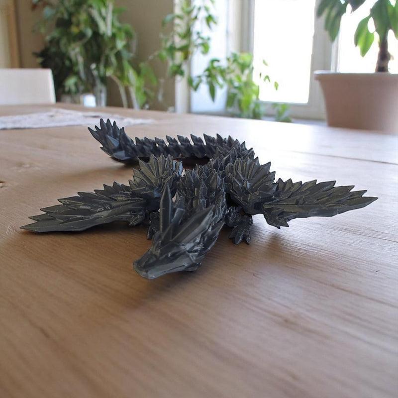 3D Printed Articulate Crystal Winged Dragon, 19 Inches