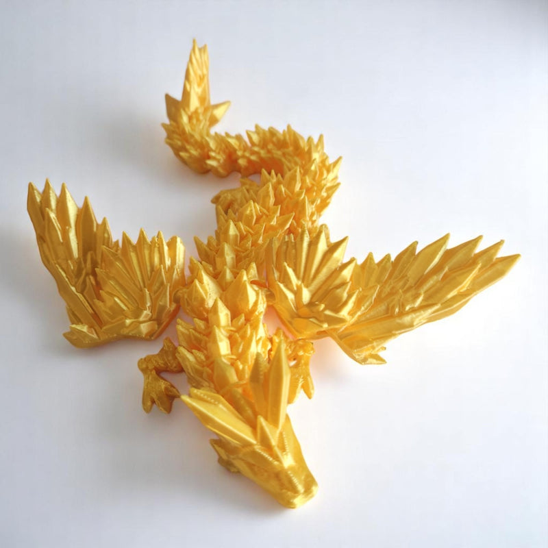 3D Printed Articulate Crystal Winged Dragon, 19 Inches