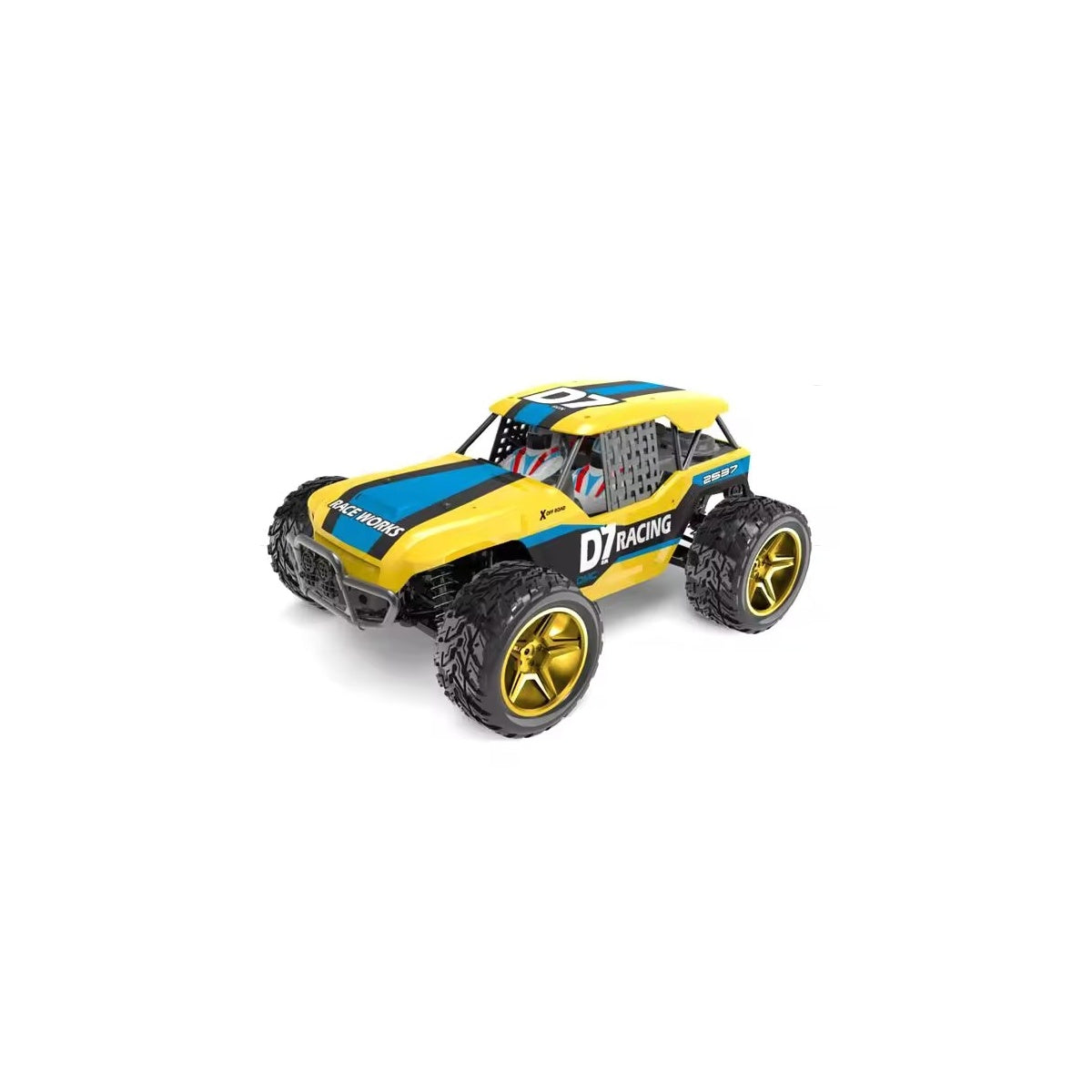 1:10 RC Desert Buggy – Electric 4WD Off-Road Remote Control Car (Yellow/Blue)