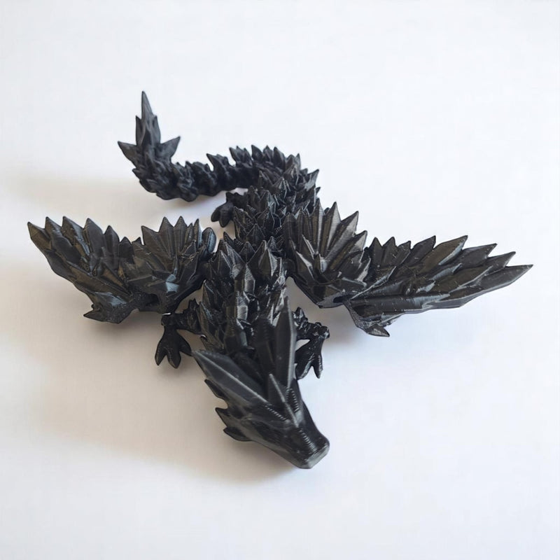 3D Printed Articulate Crystal Winged Dragon, 19 Inches